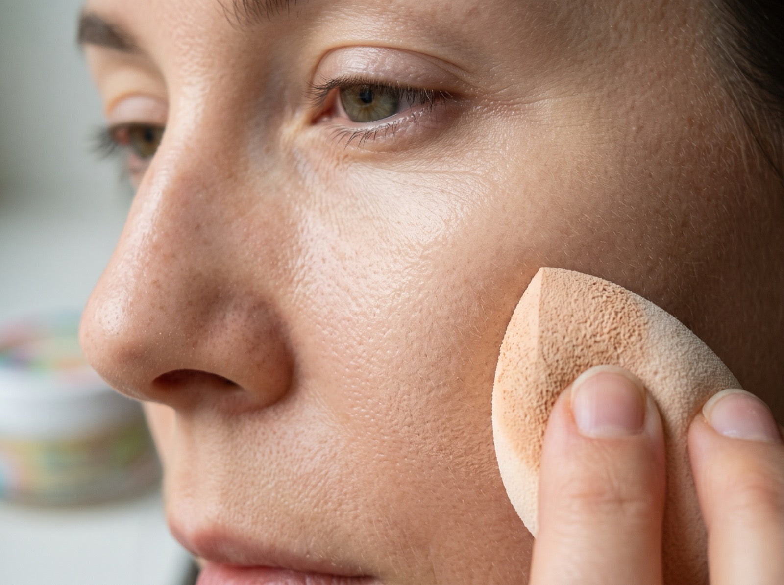 Foundation applied over treated skin